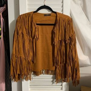 SHEIN brown suede fringe jacket- gently worn.